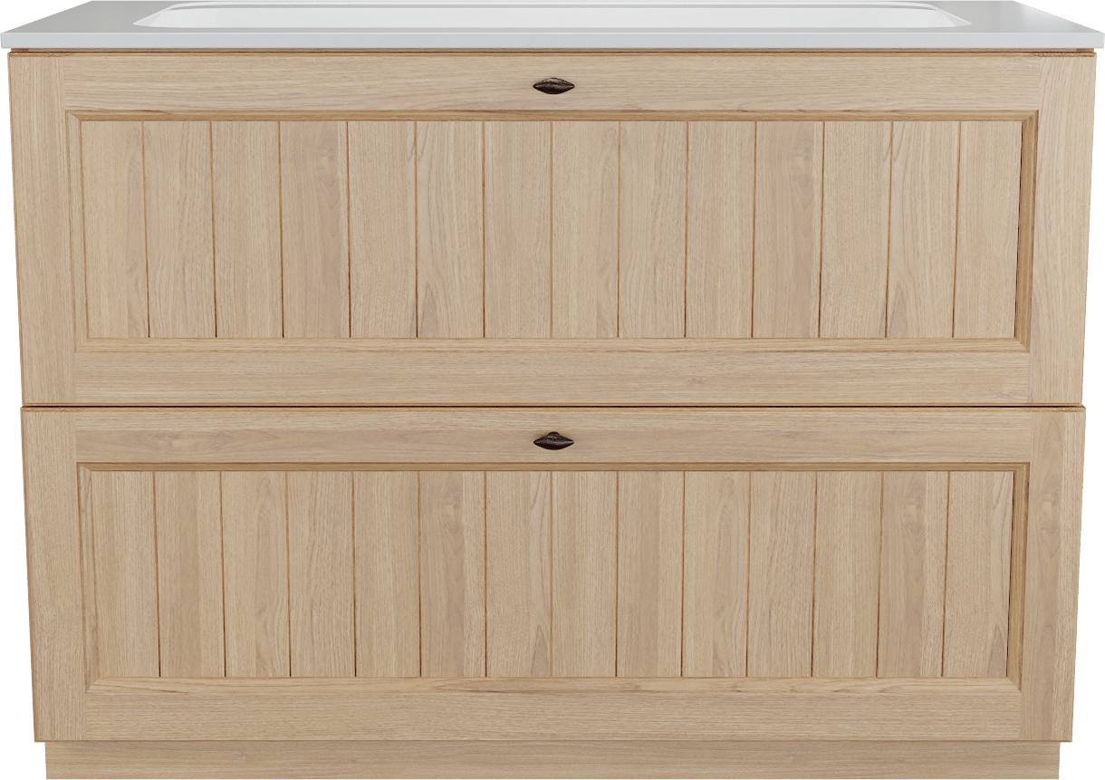 Balmani Lemon meuble salle de bains à poser 120 x 55 cm, placage chêne naturel avec Tablo Strada plan simple en blanc brillant