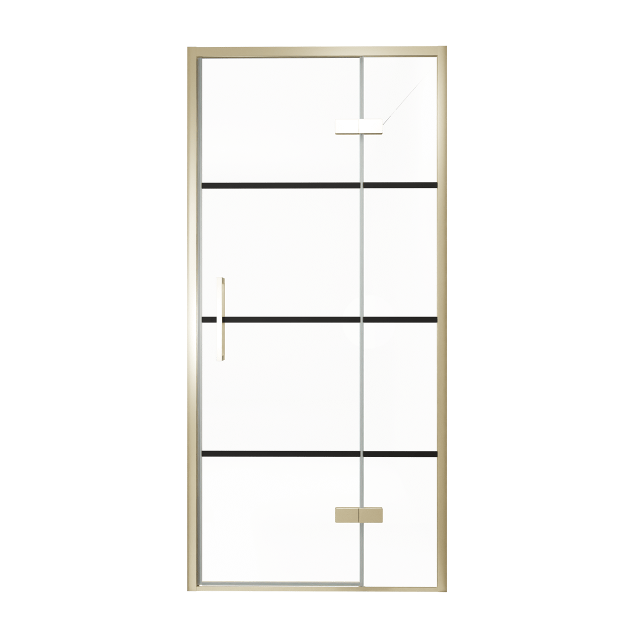 Balmani Senses Design douche draaideur rechts 100 cm x 210 cm Lined glas, Brushed Champagne Gold profielen, met coating