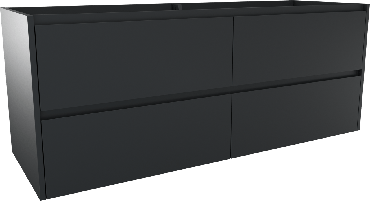 Storke Seda hängender Waschbeckenunterschrank: 150 x 52 cm, Schwarz Matt, 4 Schubladen