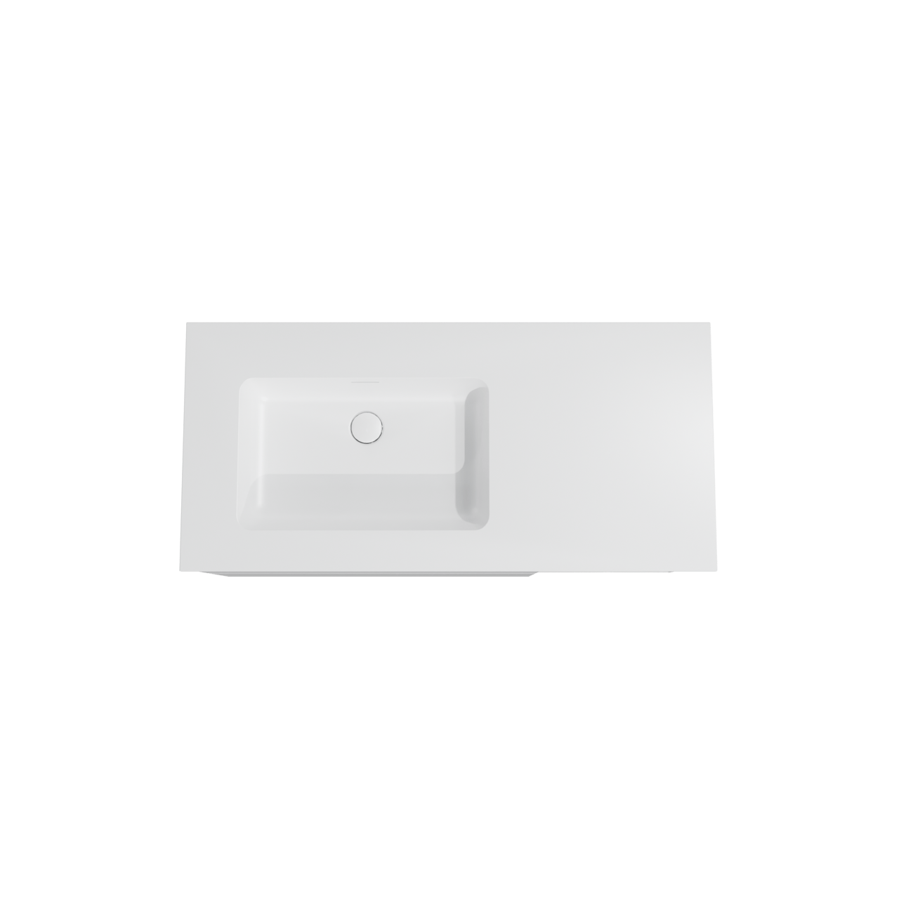 Storke Edge meuble salle de bains suspendu 110 x 52 cm blanc brillant avec Mata plan vasque asymétrique à gauche en solid surface blanc mat