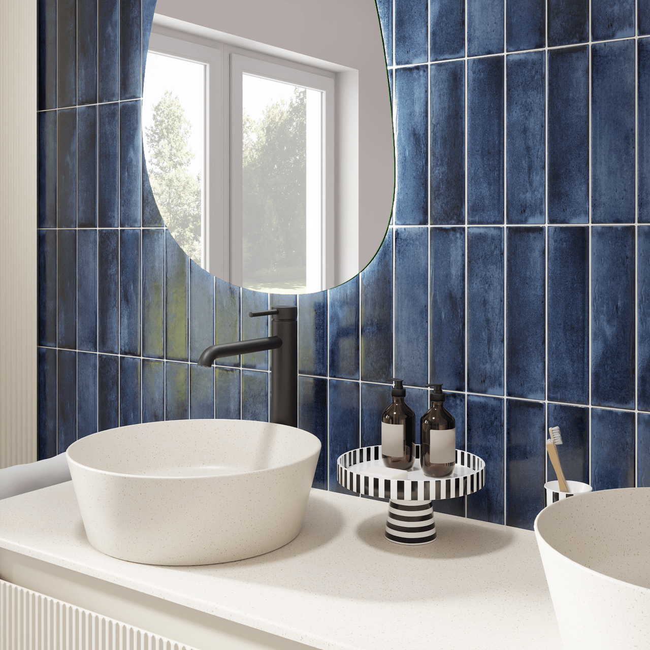 Carruzo Costa carrelage mural en céramique 34 carreaux 6x24_6cm Indigo