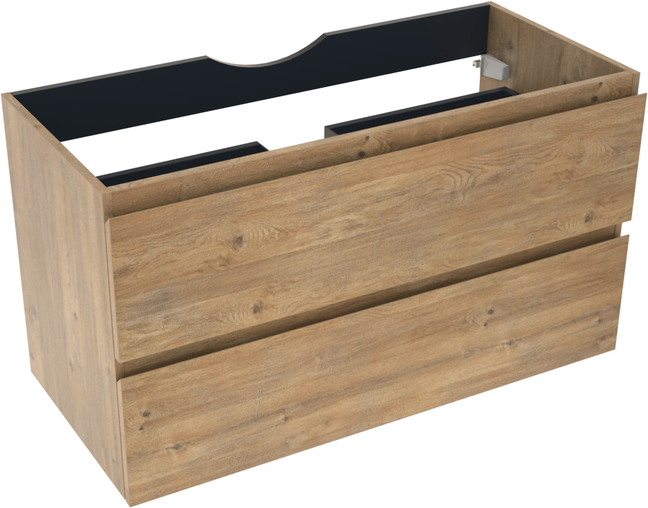 Linie Lado hängendes Möbelstück Set: 100 x 46 cm, Naturbelassene Eiche, mit Lado Einzel- oder Doppel Waschtischplatte, Melamin Schiefergrau