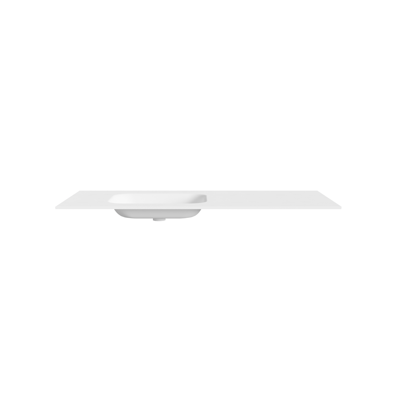 Balmani Tablo Arcato asymmetrisch linkse wastafel matte solid surface 135 x 55 cm, afvoerplug inbegrepen