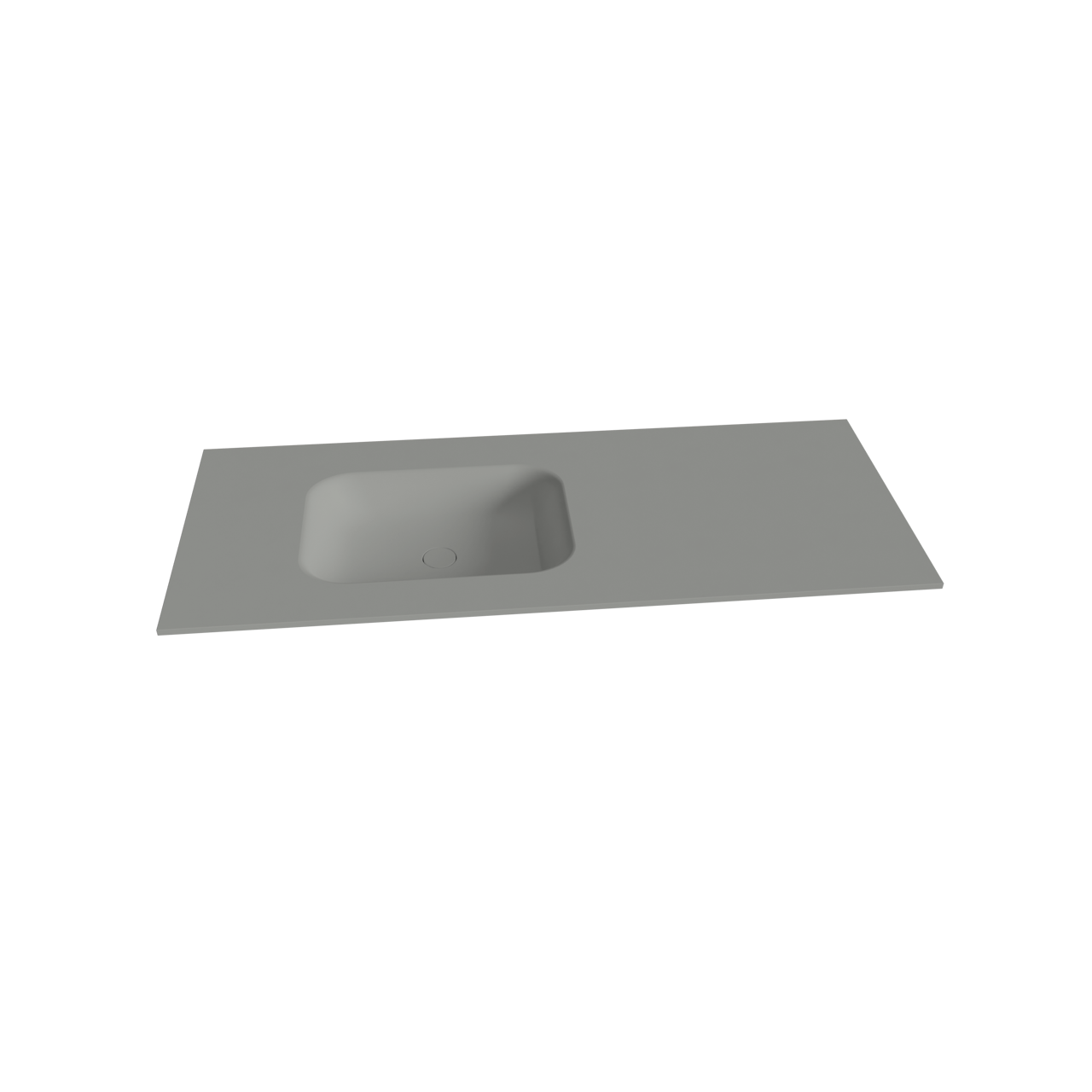 Balmani Tablo Arcato asymmetrisch linkse wastafel met afvoerplug mat steengrijze Solid Surface 135 x 55 cm