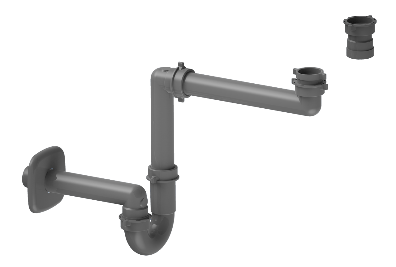 Santeg UniSpace Plus 40 Ablauf für Waschtisch, grau, 40mm