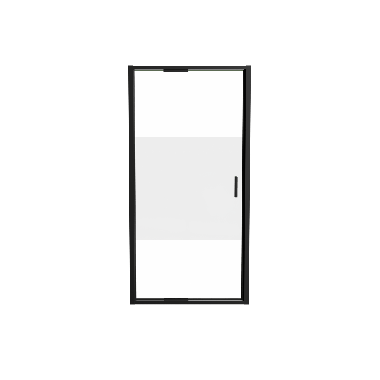 Luca Varess Vidor In douche draaideur 100 cm x 190 cm Helder glas met matte strook mat zwart profiel