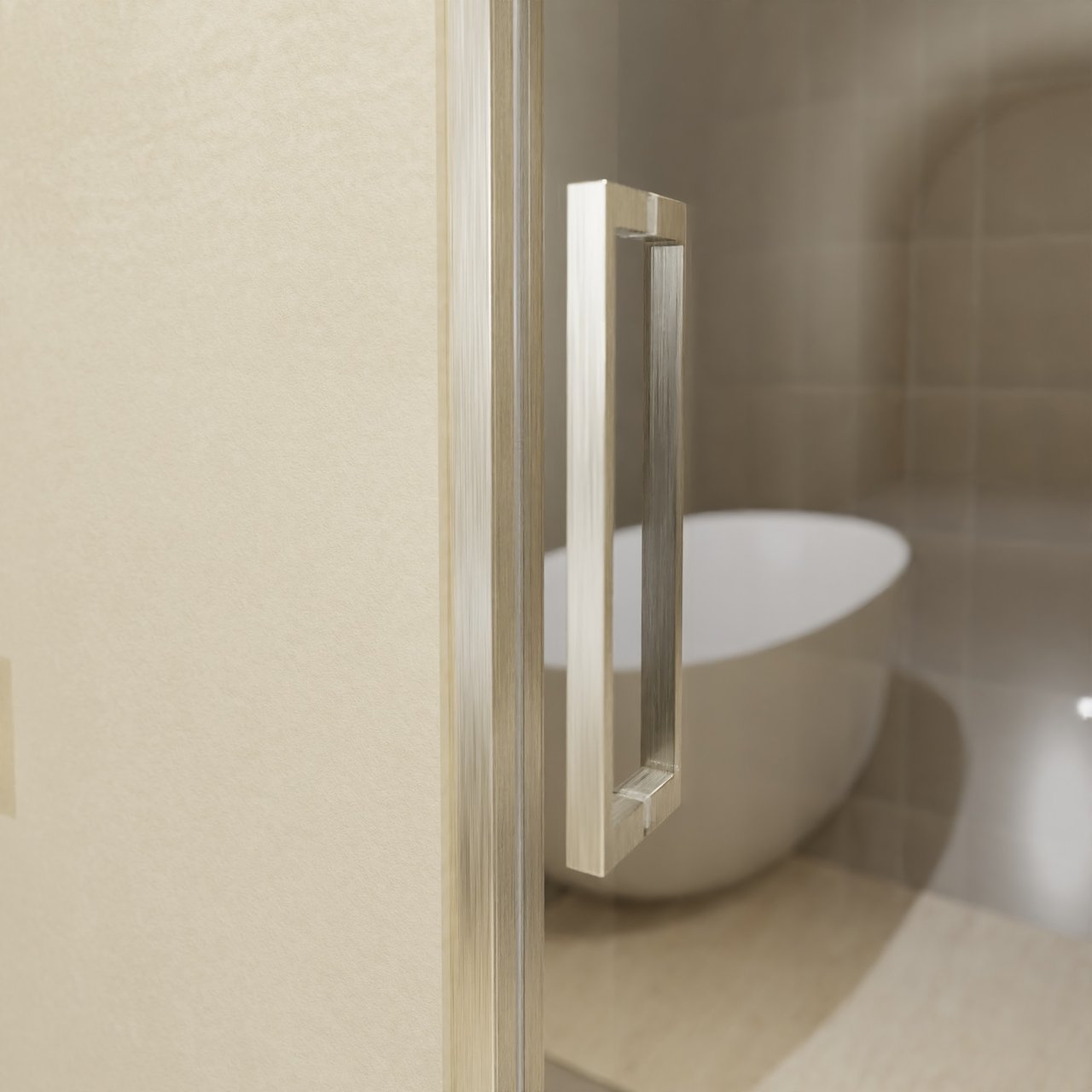 Balmani Senses Design Dusche Schiebetür, Rechts, 160 cm x 210 cm, Reflex-Spiegelglas, Profil Brushed CoolMetal