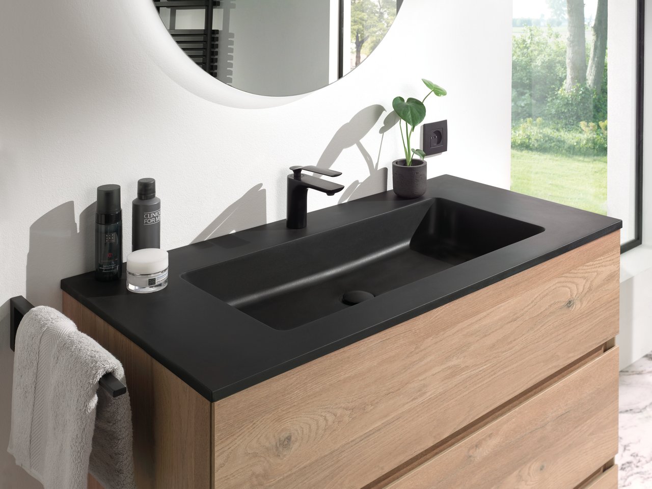 Storke Scuro Einzelwaschtisch, Quarz matt, 105 x 52 cm