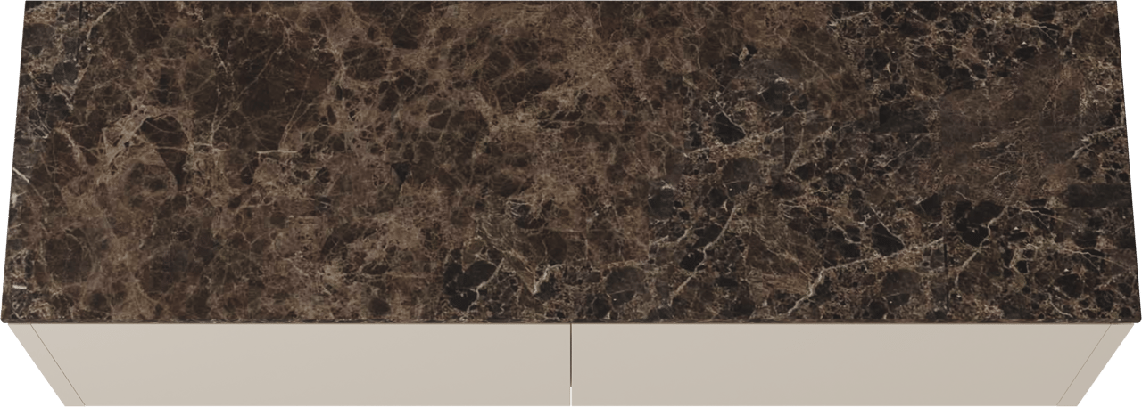 Balmani Eclips meuble salle de bains suspendu 180 x 55 cm Sandbeige avec Stretto tablette simple ou double en Dark Emperador marbre