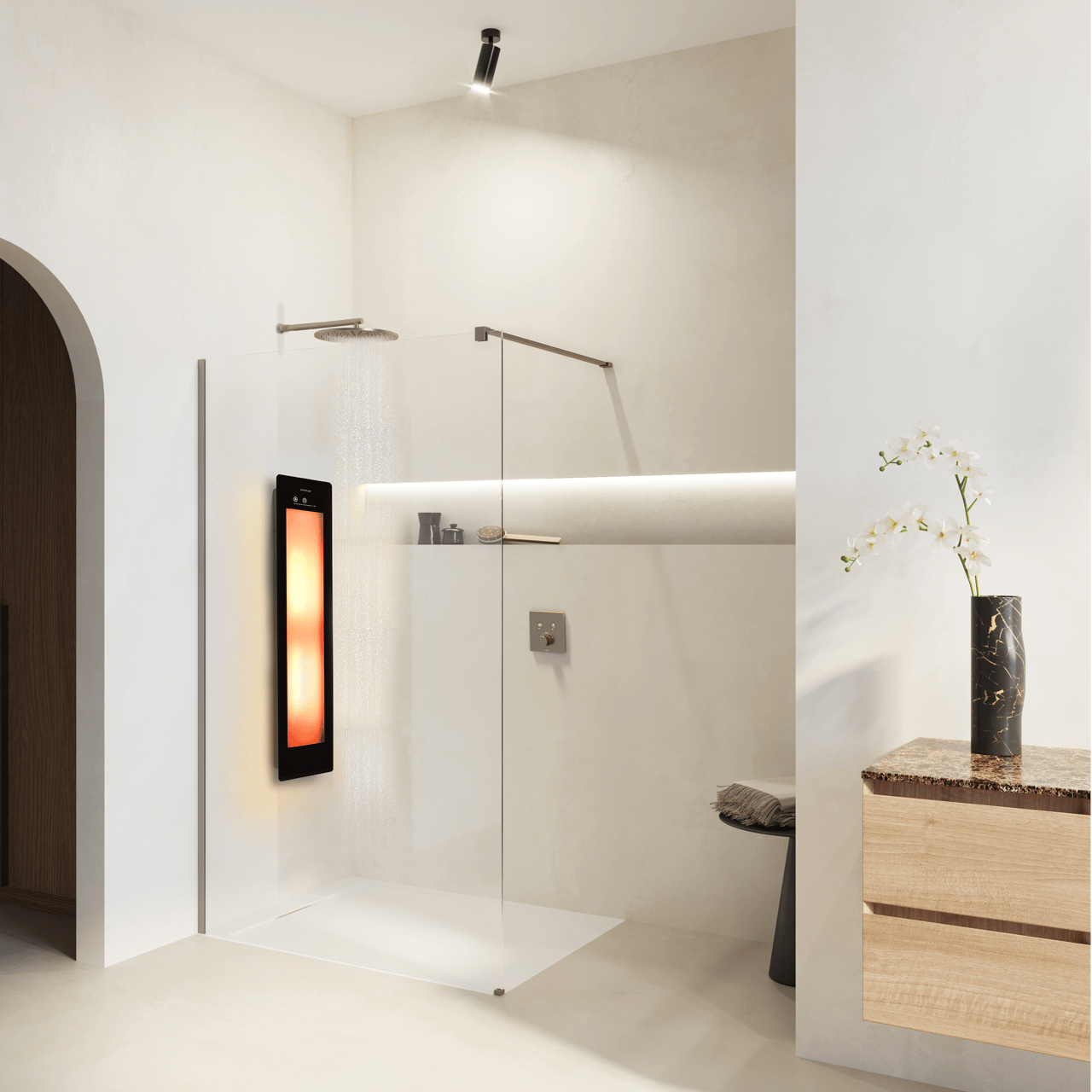 Sunshower One M Infrarot Flache Aufputz Befestigung black