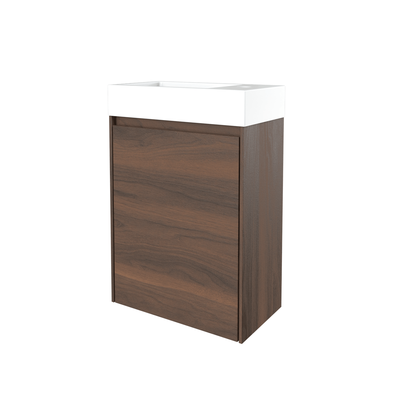 Storke Edge meuble wc suspendu 40 x 22 cm noyer avec Vida lavabo en marbre composite brillant