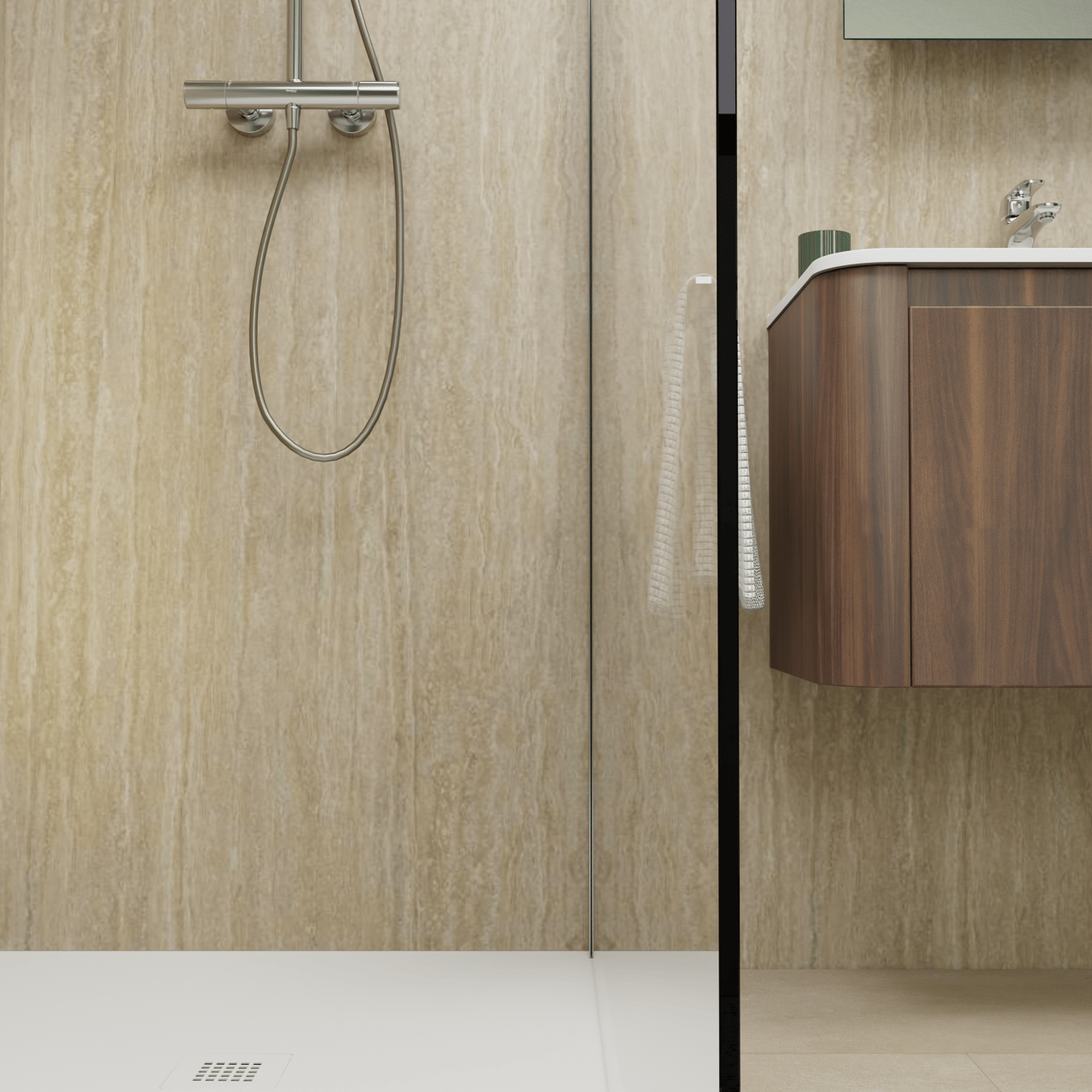 Florris Sevilla SPC-Wandpaneele, 2 Stück, 120 x 260 cm, Travertin