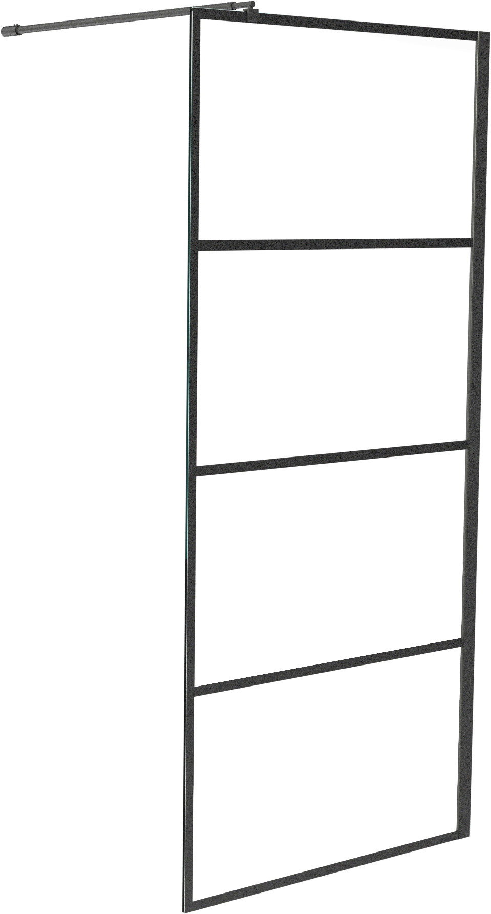 Linie Walk-In inloopdouche 100 x 200 cm stripes glas mat zwart profiel