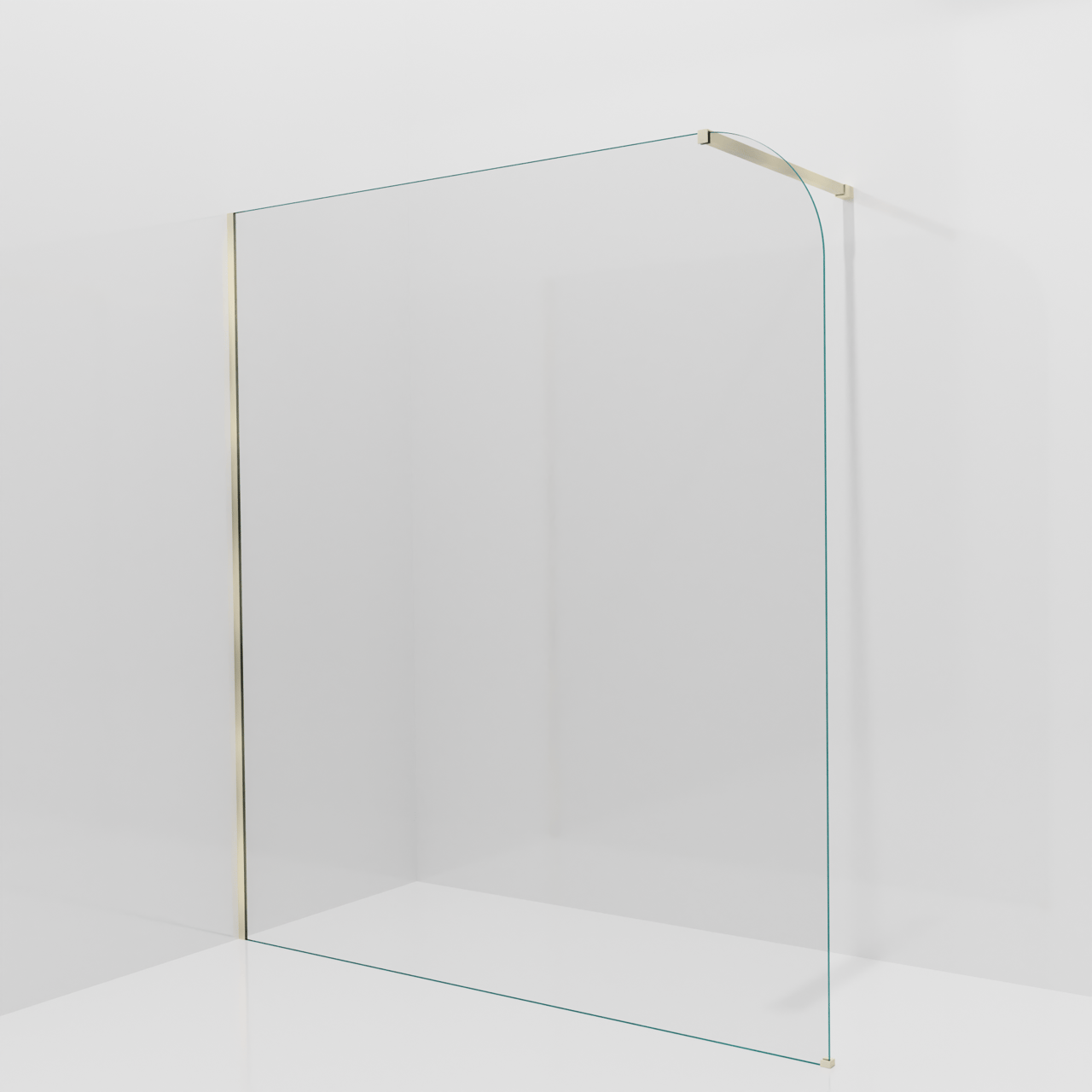 Balmani Modular inloopdouche: 180 x 200 cm, Helder glas afgerond met coating, Brushed Champagne Gold profielen