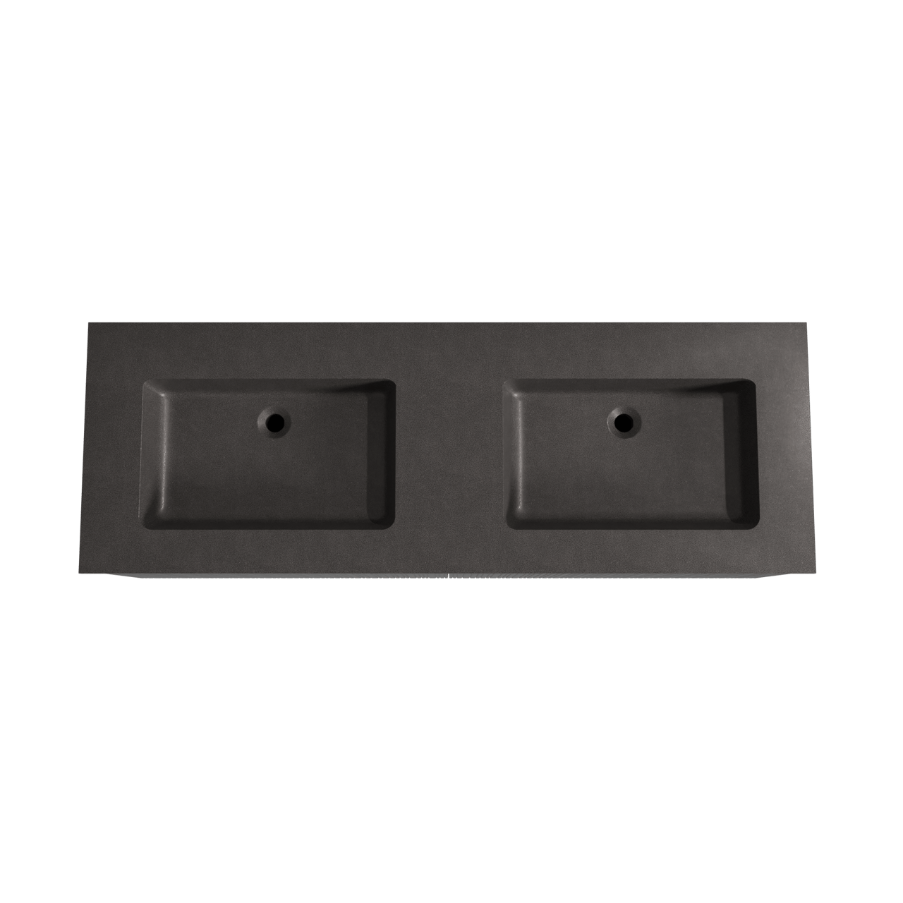 Storke Ribs zwevend badmeubel 150 x 52 cm zwart eiken met Scuro dubbele wastafel in kwarts mat zwart, Verticale asymmetrische rechte ribbel