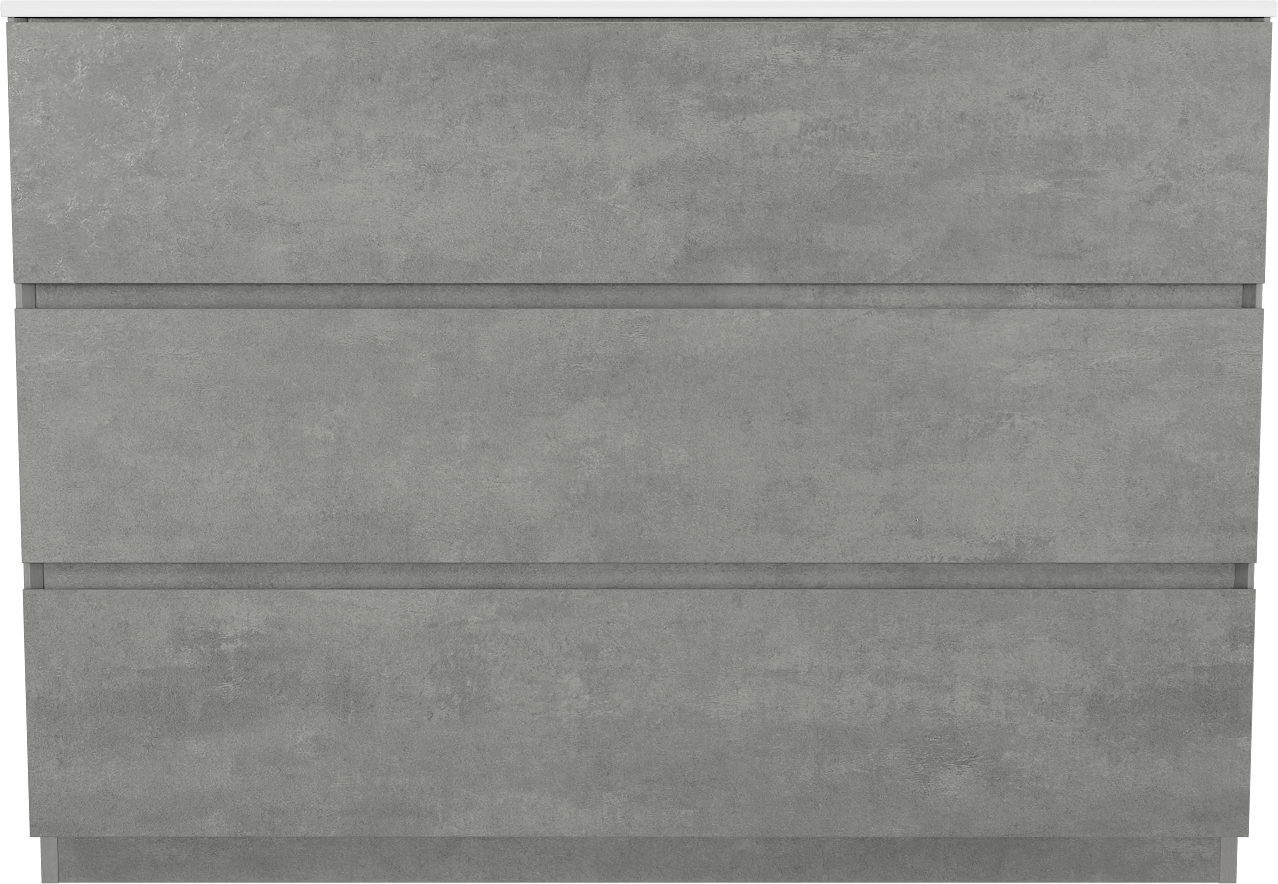 Storke Edge freistehendes Möbelstück Set: 120 x 52 cm, Beton dunkelgrau, mit Bilia Doppelwaschtisch, Marmorkomposit Weiß glänzend
