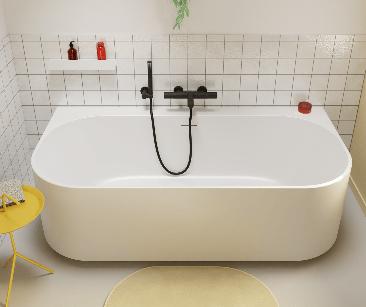 Luca Varess Laguna 2-Personen halb freistehende Badewanne: 170 x 85 cm, Acryl, Weiß matt