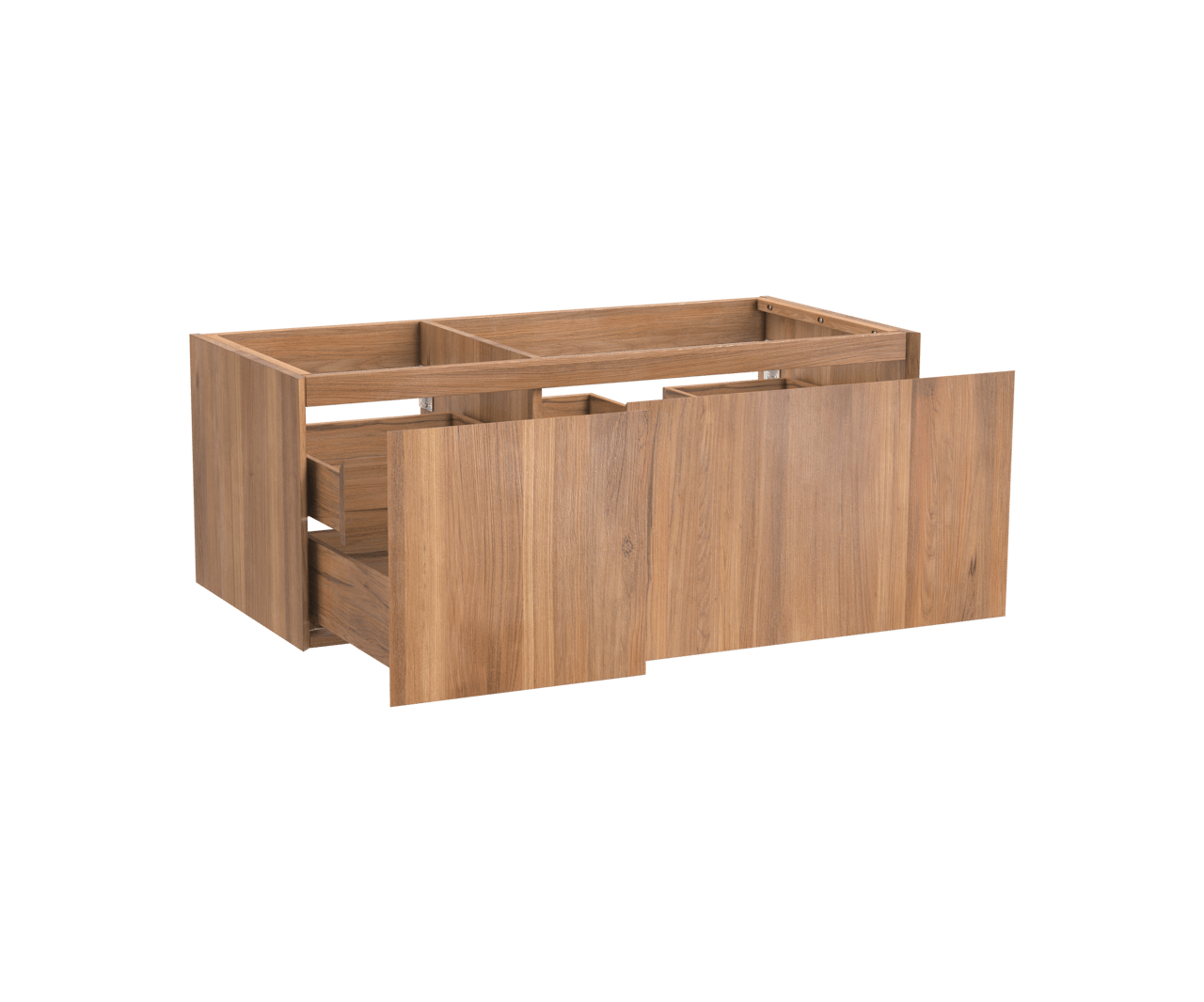 Balmani Idra by Mitra meuble sous-lavabo suspendu 120 x 55 cm asymétrique droite teck 4 tiroirs