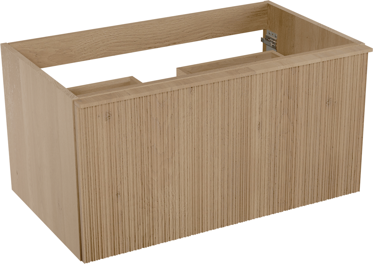 Balmani Forma meuble sous-vasque suspendu nervure asymétrique 90 x 55 cm chêne naturel 2 tiroirs