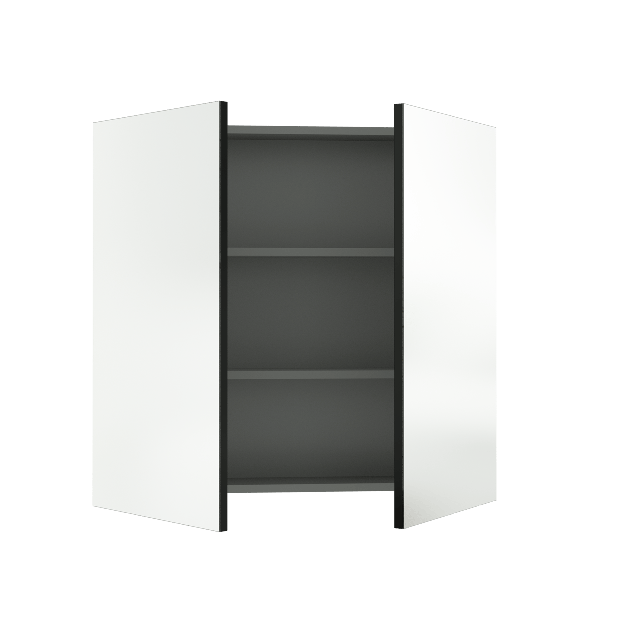 Linie Montro Spiegelschrank Bad: 80 x 75 cm, Schwarz Matt