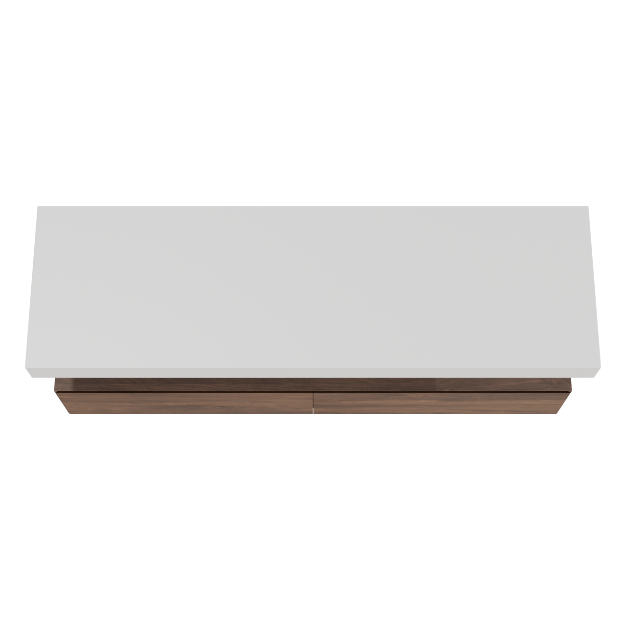 Balmani Mitra Elements hängendes Möbelstück Set: 180 x 55 cm, Amerikanischer Nussbaum mit Dominus Einzel- oder Doppel Waschtischplatte, Solid Surface Weiß matt