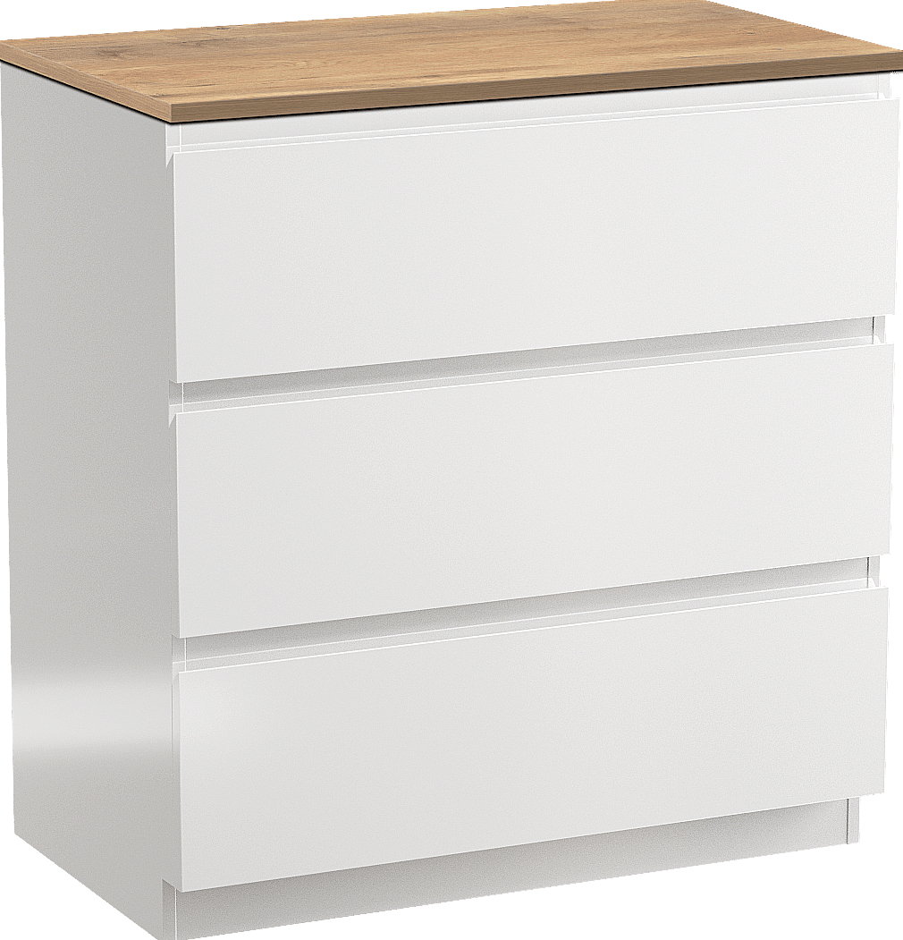 Linie Lado staand badmeubel 80 x 46 cm hoogglans wit met Lado enkel wastafelblad in melamine naturel eiken