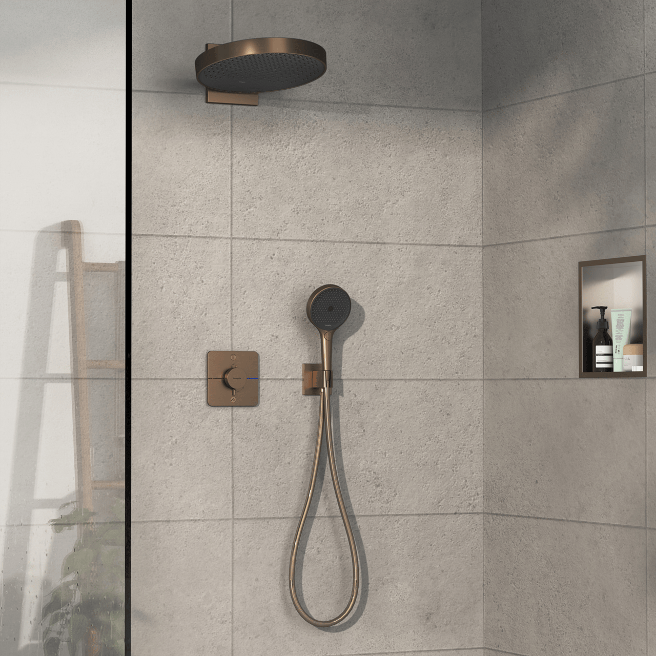 Hansgrohe Showerselect Comfort Q inbouw thermostaat 2 uitgangen Brushed Bronze