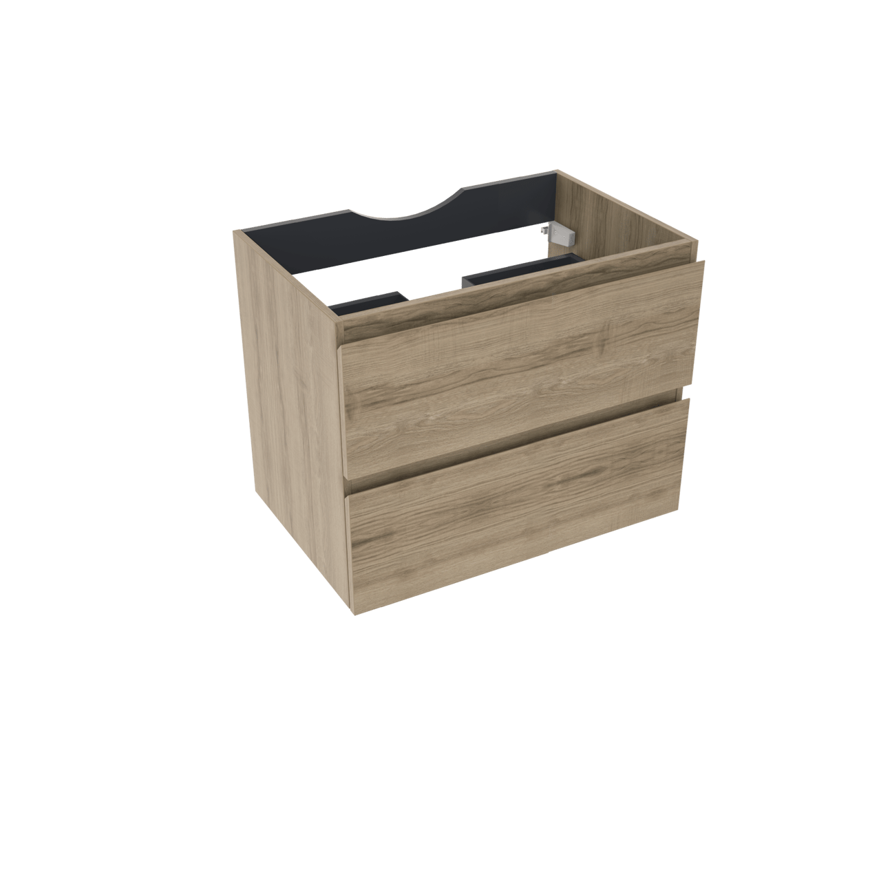Linie Lado zwevende wastafelonderkast 70 x 46 cm grijze eik 2 lades