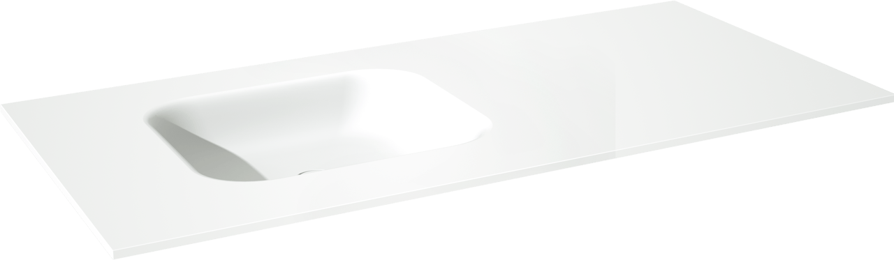 Balmani Tablo Arcato asymmetrisch linkse wastafel matte Solid Surface 120 x 55 cm, afvoerplug niet inbegrepen