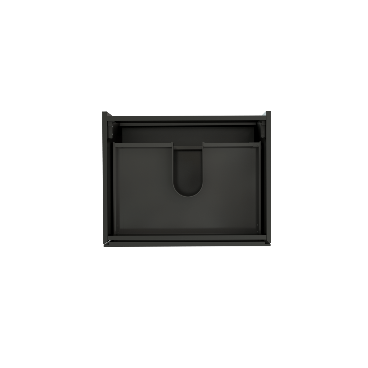 Storke Edge hängender Waschbeckenunterschrank: 65 x 52 cm, Schwarz Matt, 2 Schubladen