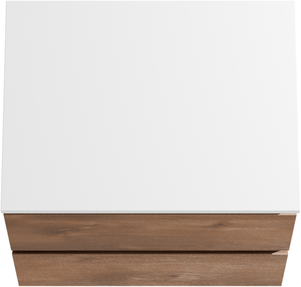 Linie Lado zwevend badkamermeubel 60 x 46 cm bruine eik met Lado enkel tablet in composietmarmer mat wit