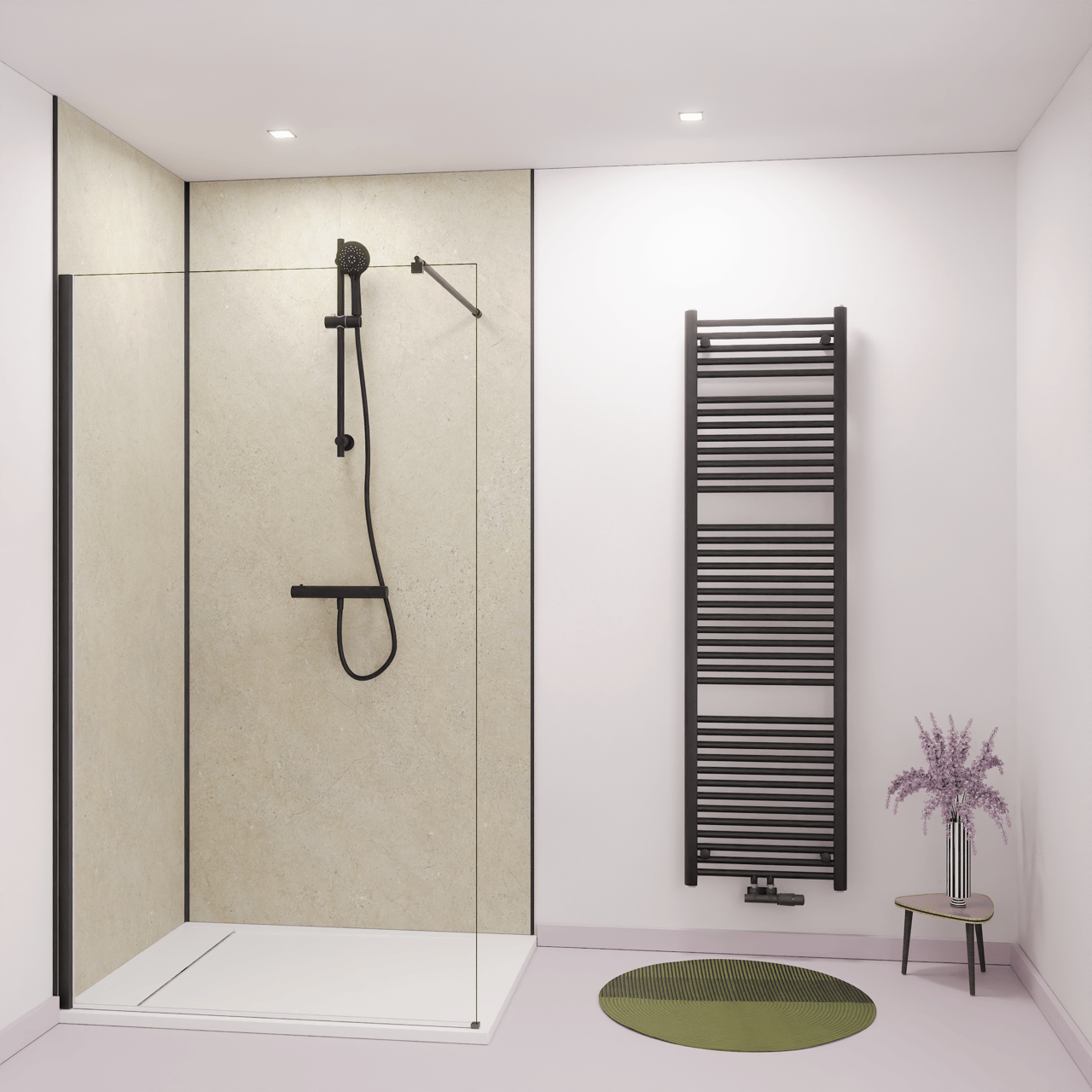 Luca Varess Groovy Set revêtement mural de douche 2 x 120x260 cm, SPC, Capri Beige