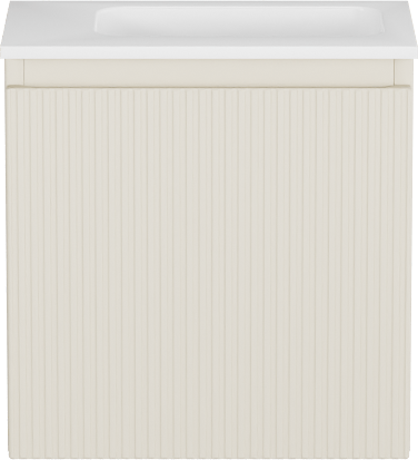 Storke Ribs meuble wc suspendu 40 x 22 cm Sand mat avec Fina plan vasque en Solid Surface blanc mat