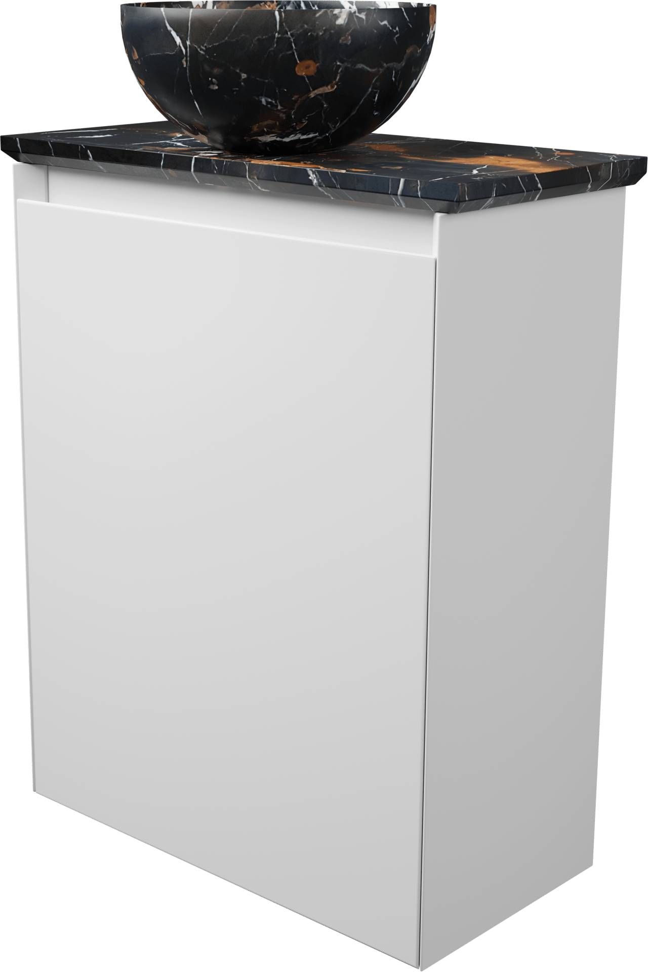 Balmani Mitra meuble wc suspendu 42 x 21 cm blanc mat avec Facetta tablette et Bari XS vaque à poser en marbre Portoro Gold