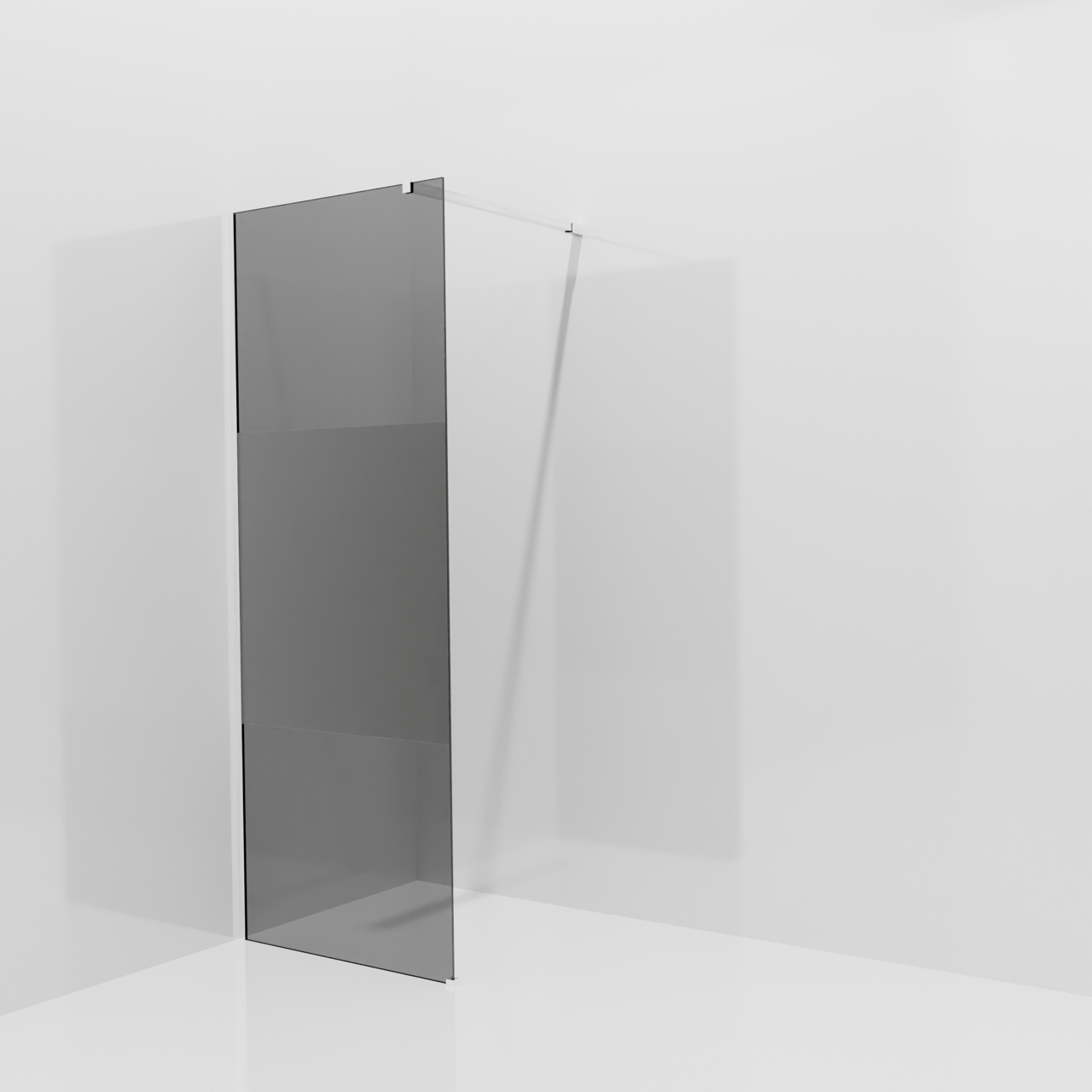 Balmani Modular inloopdouche: 80 x 200 cm, Rookglas met matte strook, Glanzend chroom profielen