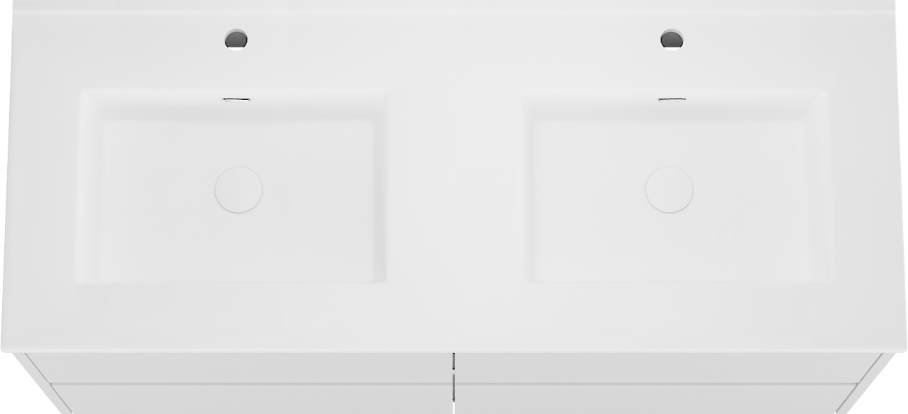 Storke Seda meuble salle de bains suspendu 130 x 52 cm blanc mat avec Kera double vasque en porcelaine blanc mat, bondes incluses