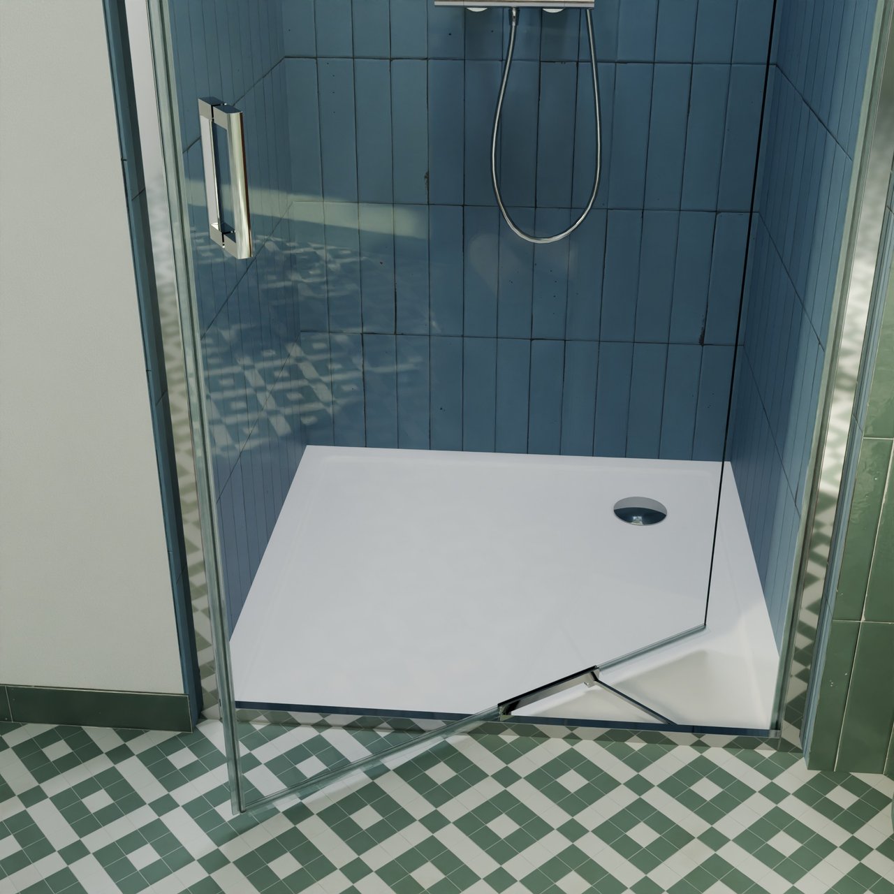 Luca Varess Vidor In Dusche Drehtür 90 cm x 190 cm Klarglas glänzend Chrom Profil