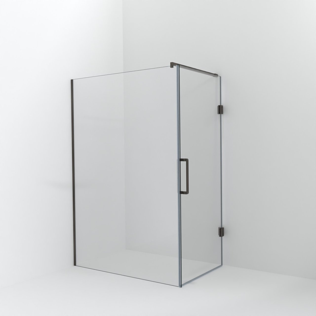 Balmani Modular Walk-In Dusche mit Tür: 140 x 200 cm mit Tür 90 cm, Klarglas, Profil Brushed GunMetal