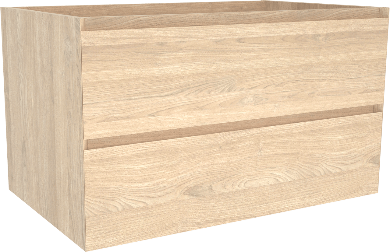 Balmani Mitra meuble sous-lavabo suspendu 90 x 55 cm placage chêne naturel 2 tiroirs