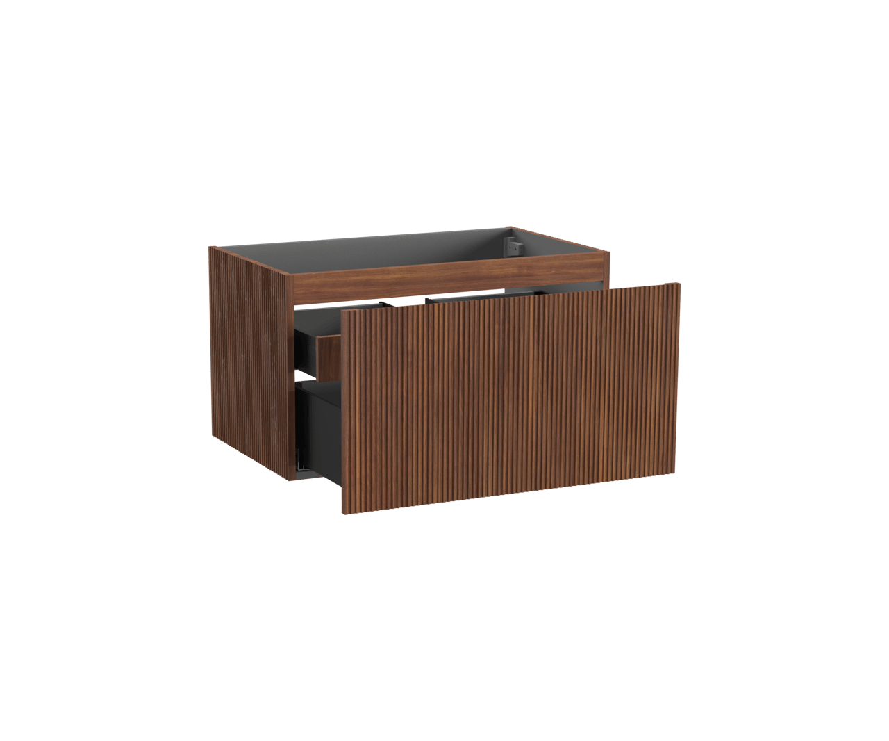 Storke Ribs zwevende wastafelonderkast 85 x 52 cm notelaar 2 lades
