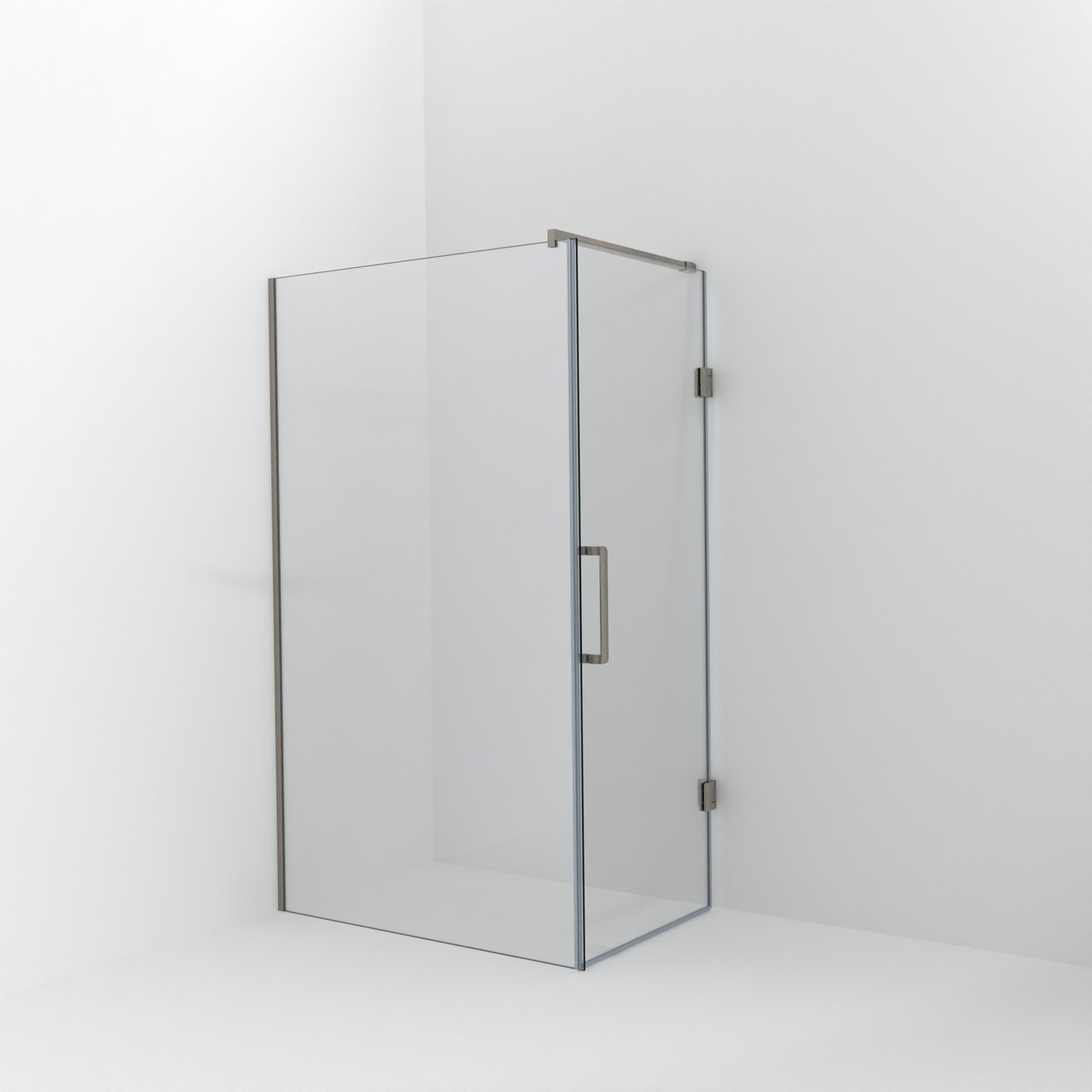 Balmani Modular inloopdouche met deur: 120 x 200 cm met deur 80 cm, Helder glas, Brushed CoolMetal profielen