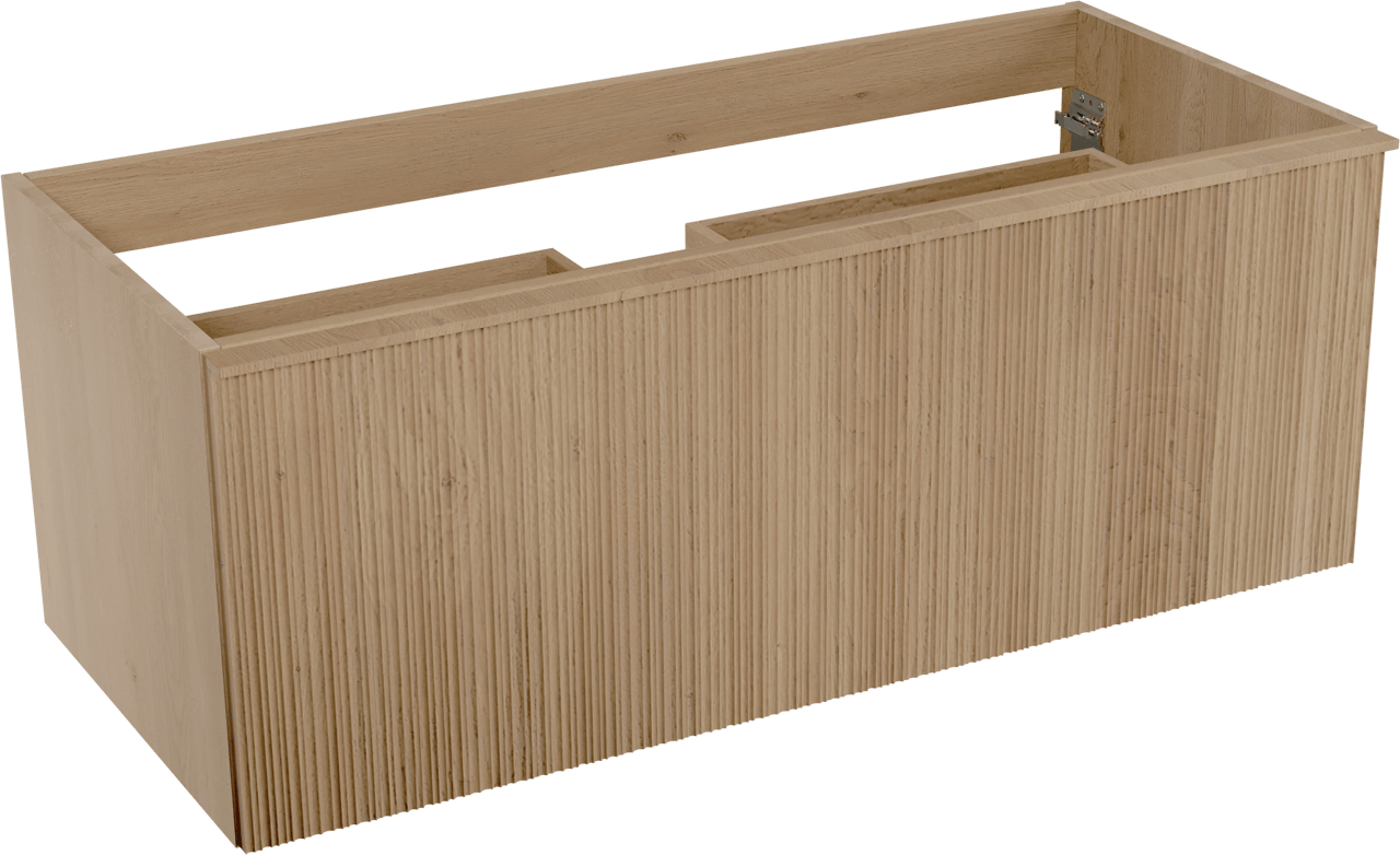 Balmani Forma zwevende wastafelonderkast 120 x 55 cm natuur eik 2 lades vert. asym. groef
