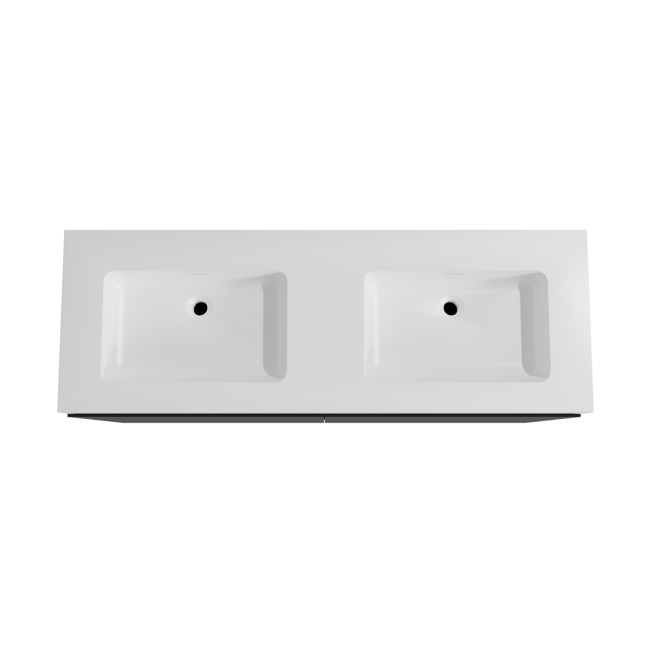 Storke Edge staand badmeubel 150 x 52 cm mat zwart met Mata High dubbele wastafel in solid surface mat wit