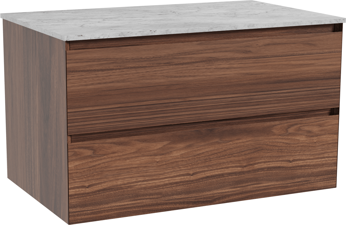 Balmani Mitra meuble salle de bains suspendu 90 x 55 cm noyer avec Stretto tablette simple en marbre carrara