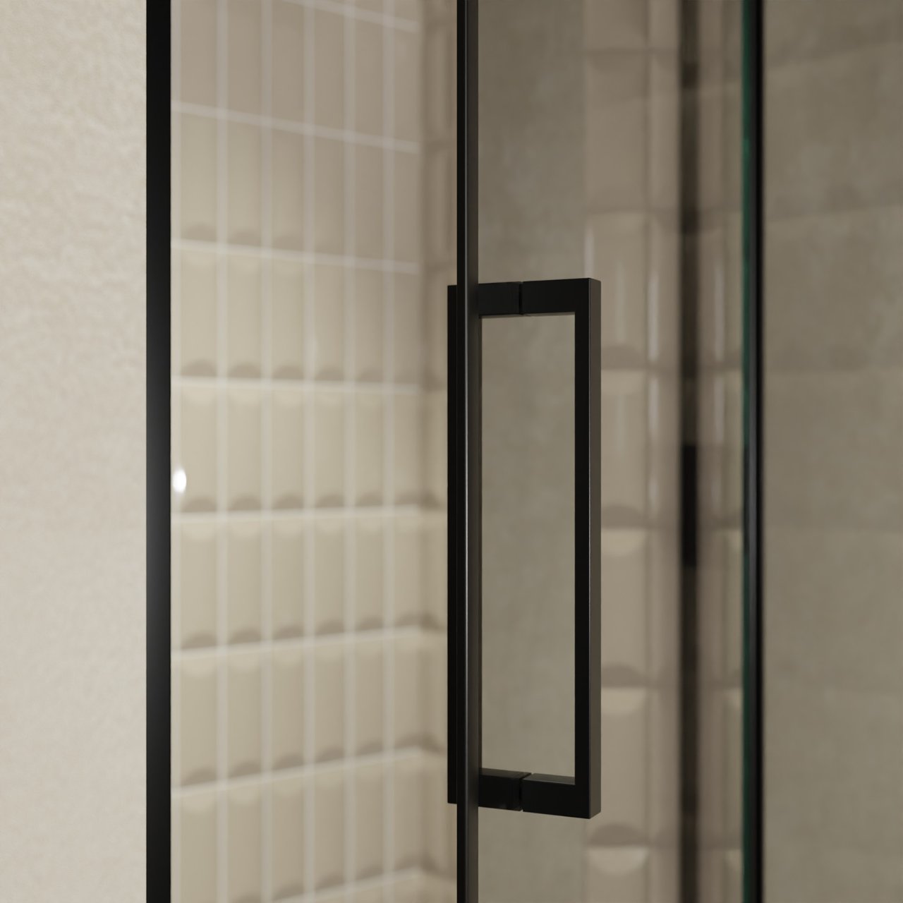 Balmani Senses Design porte pivotante à droite 120 cm x 210 cm verre Miroir Reflex, Profil noir, coating inclus