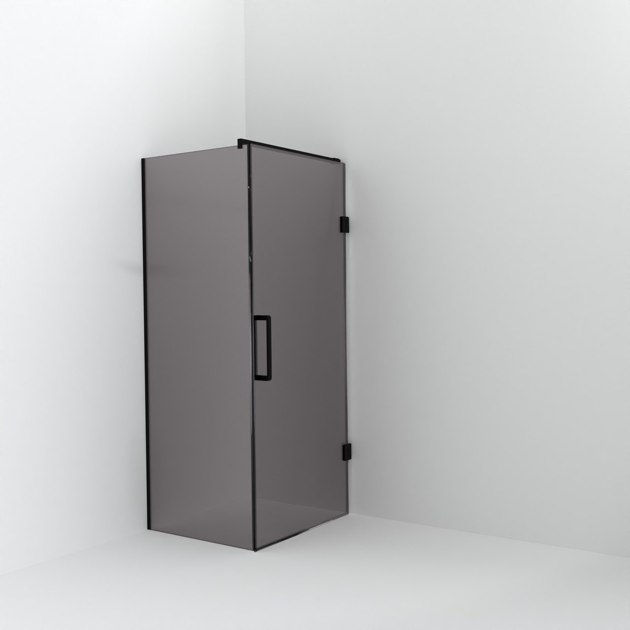 Balmani Modular inloopdouche met deur: 80 x 200 cm met deur 90 cm, Rookglas, Mat zwarte profielen