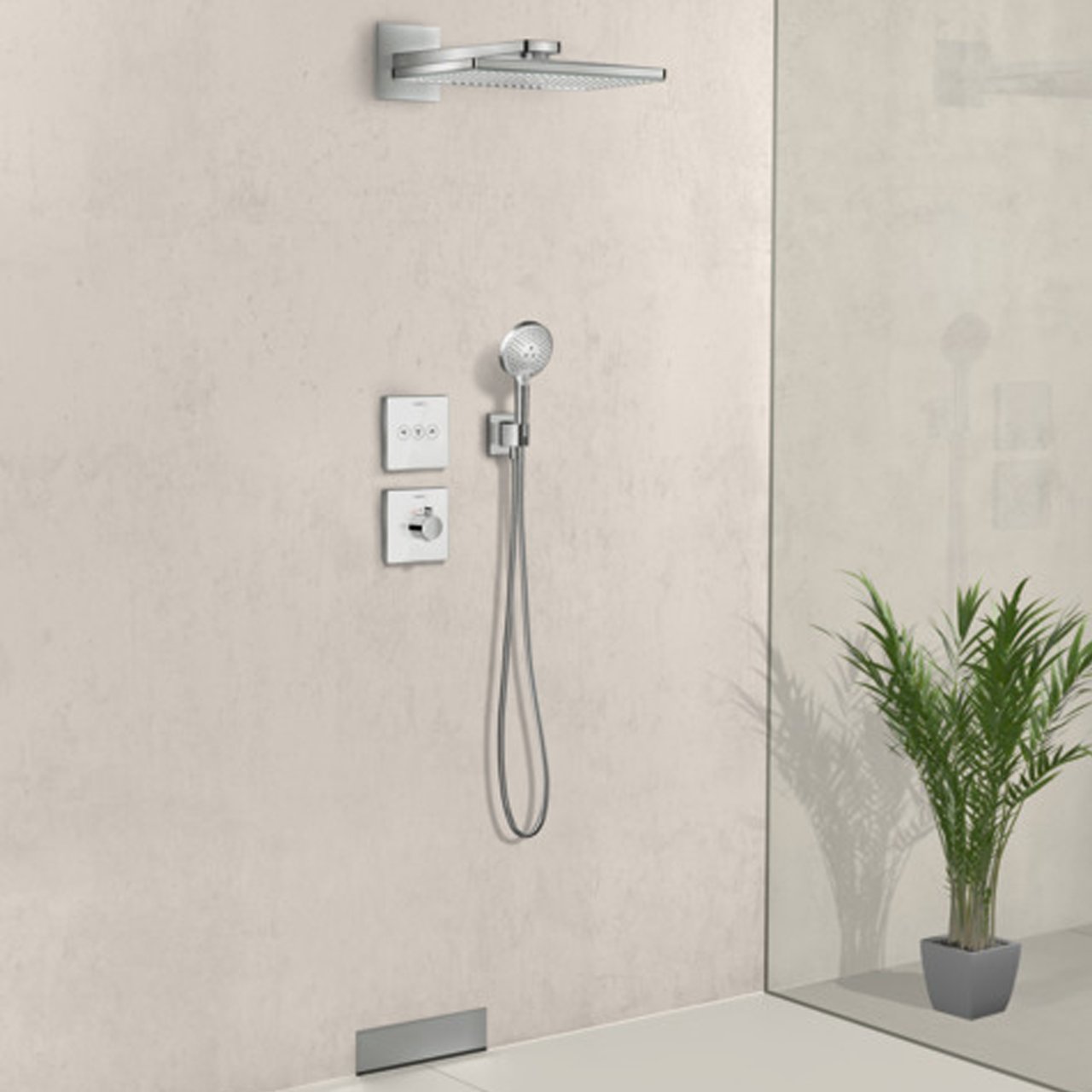 Hansgrohe FixFit Porter Square Support mural douchette avec coude de raccordement 1/2" chrome brillant