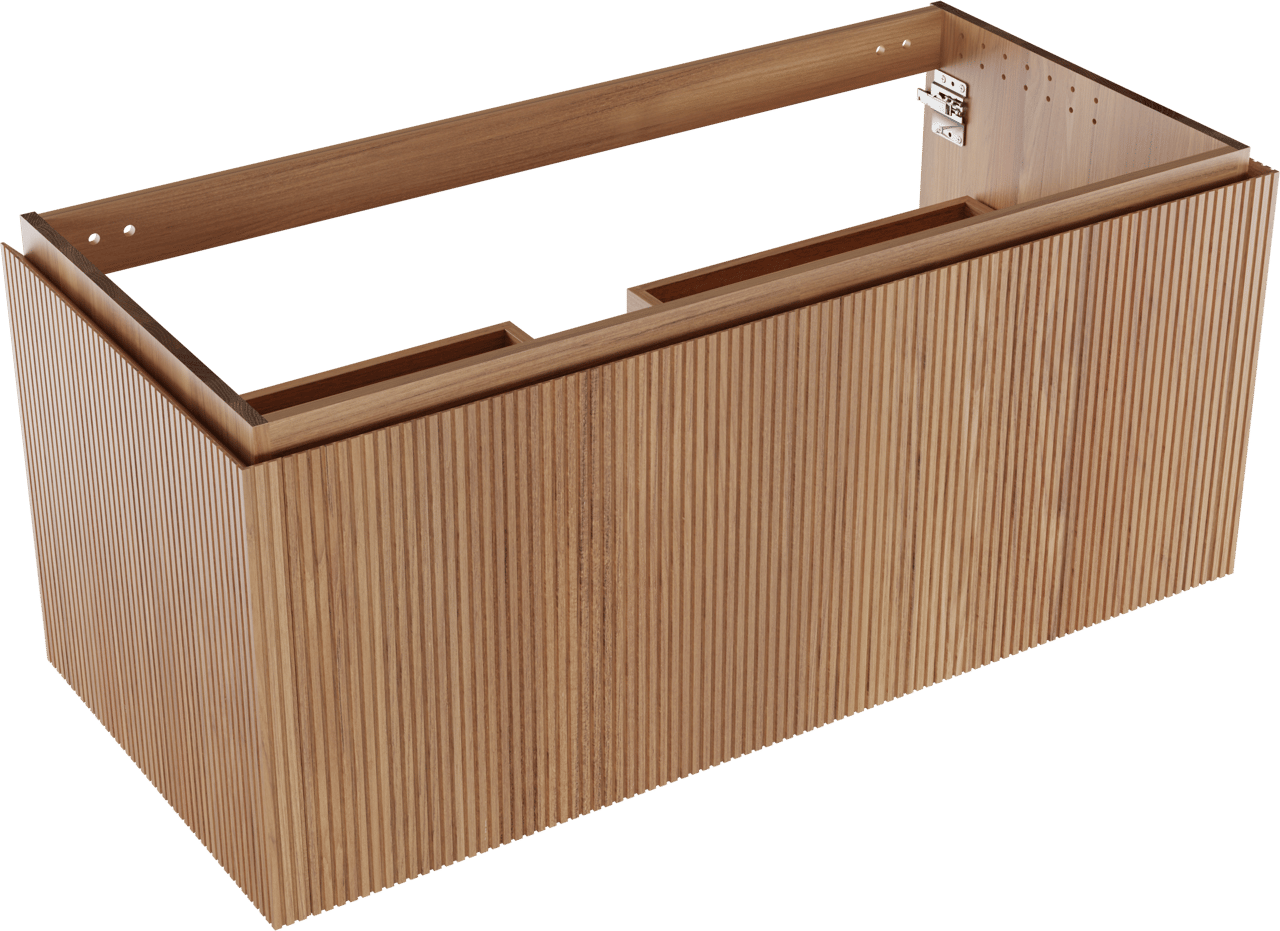 Balmani Eclips meuble sous-lavabo suspendu 120 x 55 cm Teck 2 tiroirs Nervure sym. vert.
