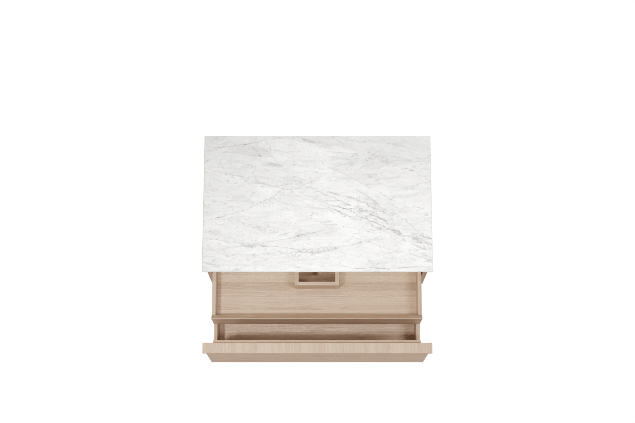 Balmani Forma meuble salle de bains suspendu 90 x 55 cm chêne naturel avec Stretto tablette simple en marbre carrara, Nervure droite symétrique horizontale