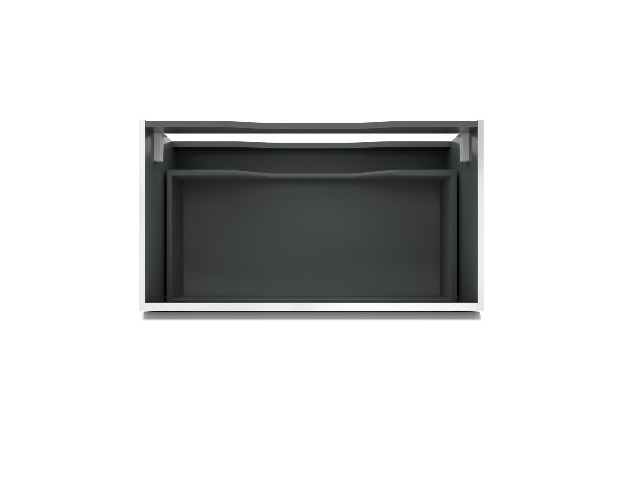 Linie Lado meuble salle de bains suspendu 80 x 46 cm blanc brillant avec Lado tablette simple en mélaminé ardoise gris